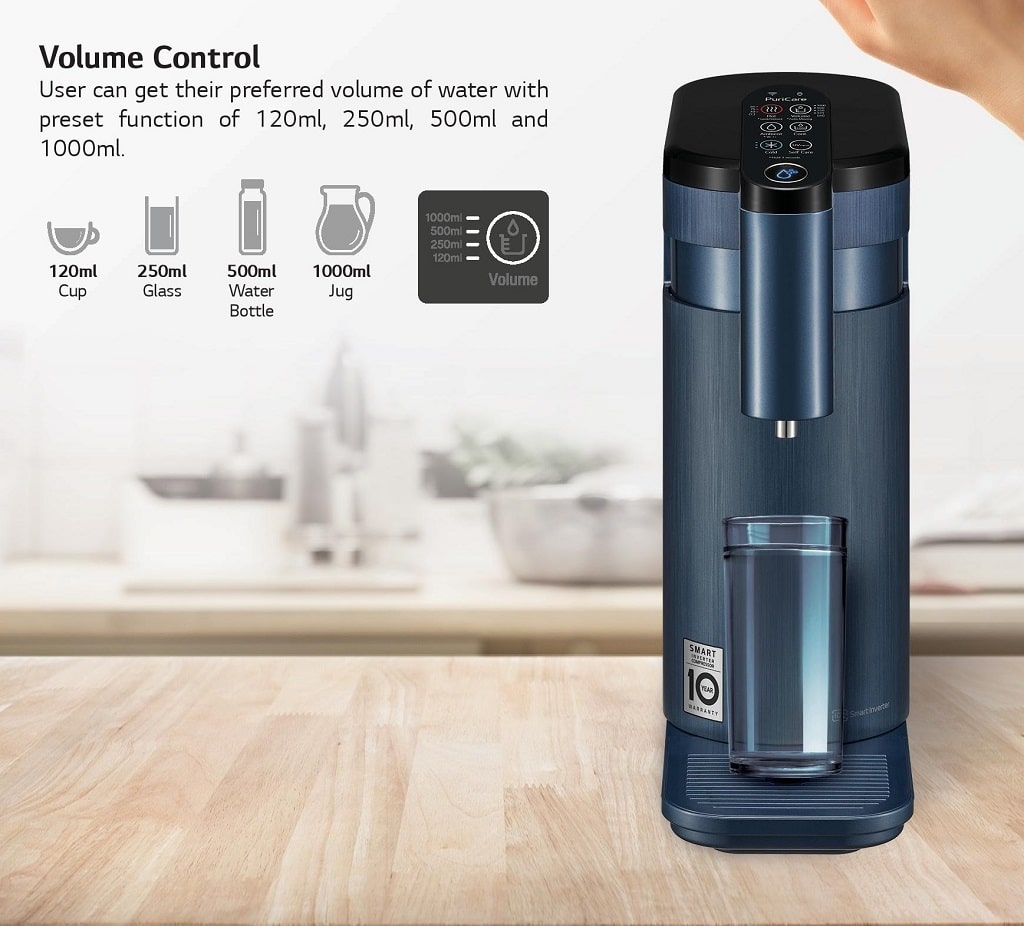 LG Puricare Water Purifier WD51AN Navy Blue Water Volume Control Setting