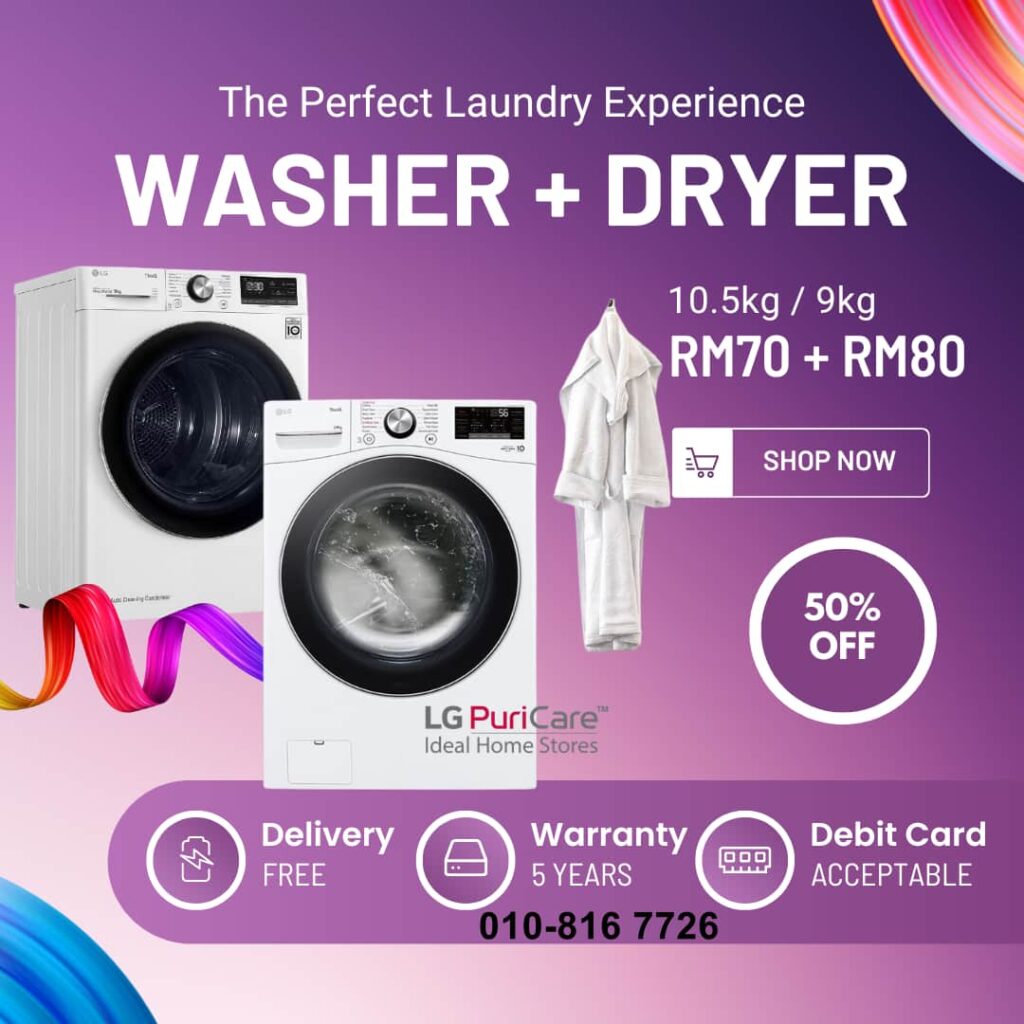 Lg rent up washer and dryer wangsa maju, lg rent up water filter ampang, lg water pufiier tankless rent up banting